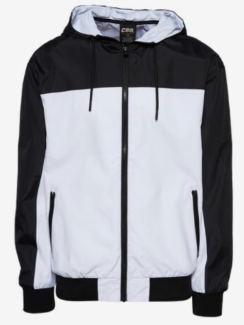 CSG Black and White Colorblock Hooded Windbreaker